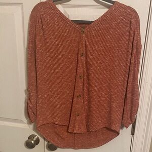 Almost Famous Terracotta Button-Down Shirt